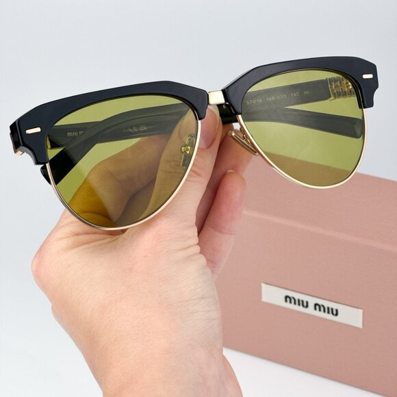 Miu Miu MU09ZS 1AB07O BRAND NEW Sunglasses Black Olive Green Browline Unisex main image 6